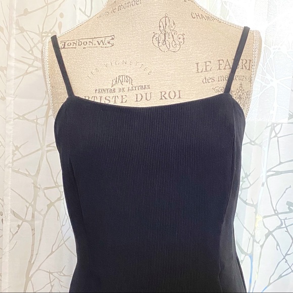 Vintage Giorgio Armani black ribbed sleeveless square neck low back maxi dress - Picture 3 of 9